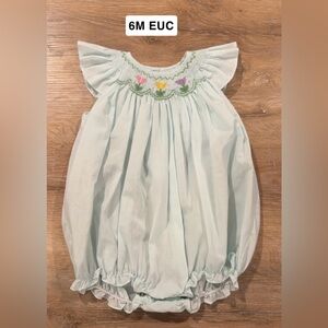 Petit Ami Light Blue Smocked One Piece